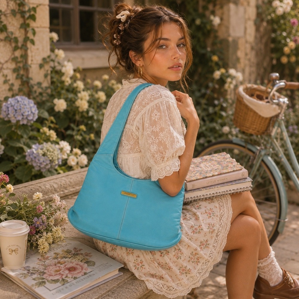 Rosetti Y2K Teal Blue Vinyl Hobo Shoulder Bag Purse